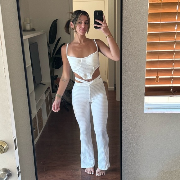 Fashion Nova Tops - White matching 2 piece set | cut out corset tank and matching pants | super sexy